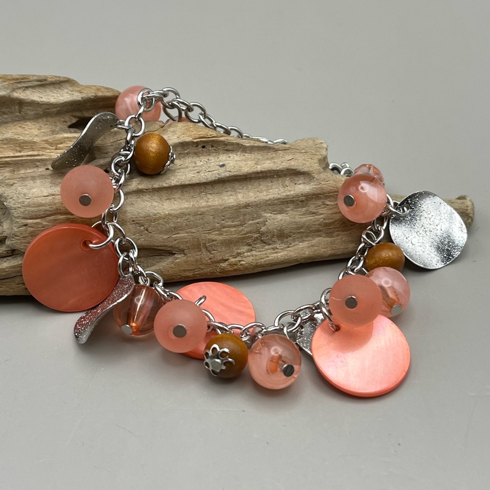 Silver and Pink Charm Bracelet